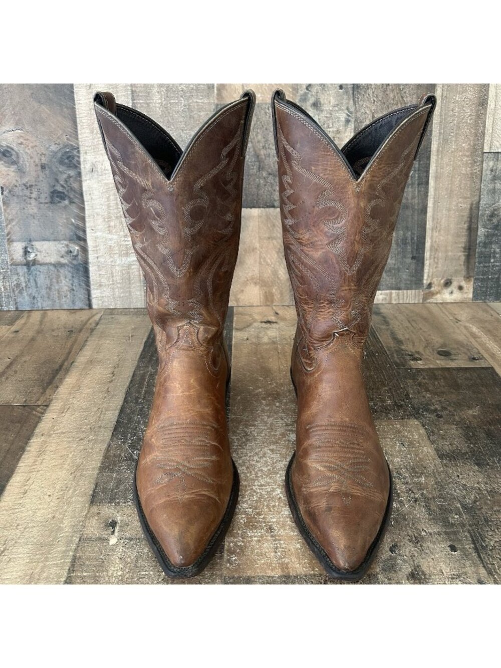 Justin Vintage 2676 Pointed Toe Western Cowboy Boots Mens 11 EE